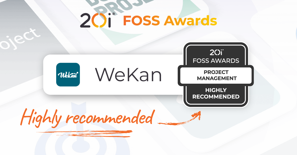 FOSS Awards 2022 winner, Project Management, WeKan Highly Recommended