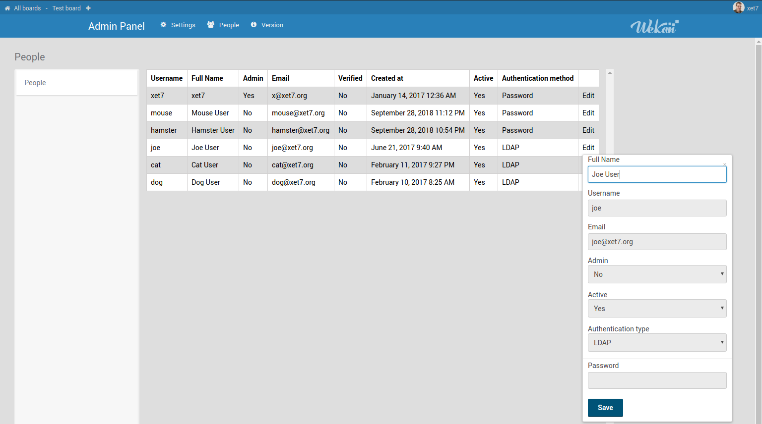 Screenshot - WeKan ® Admin Panel