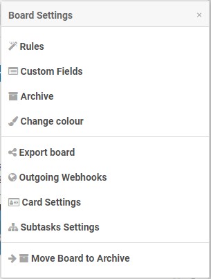 Board settings visible for board admins